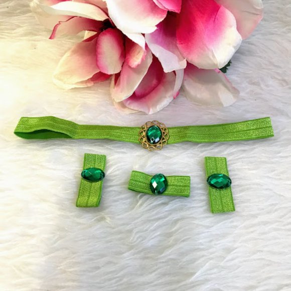 Princess Jasmine Set Green Elastic Headband - Picture 2 of 3